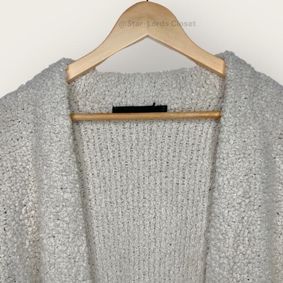 Jenni Kayne Boucle Sweater Coat | Medium | Ivory Long Cardigan Wool Fuzzy Cozy - Picture 3 of 13